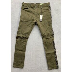Smoke Rise Biker Pants Mens Size 38 x 34 Army Green Black Stripe Slim Tapered